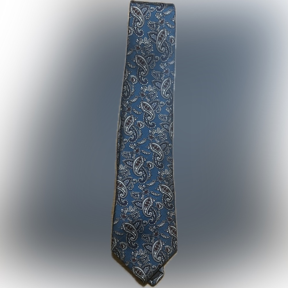 Bert Pulitzer Vintage Silk Tie Teal Paisley Made in USA Mens Necktie